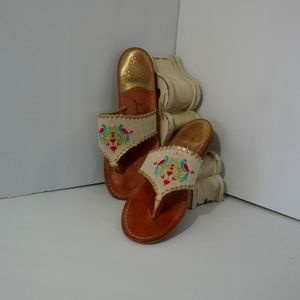 Jack Rogers Sandles Size 10 Peacocks and Hearts
